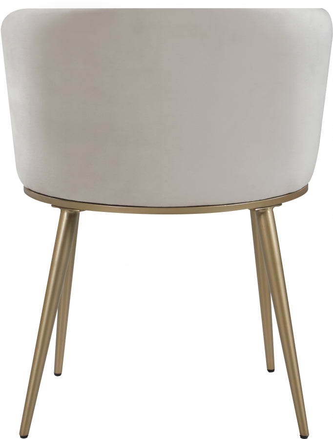 Skylar Velvet Upholstered Dining Chair in Cream, Set of 2 - 965Cream-C