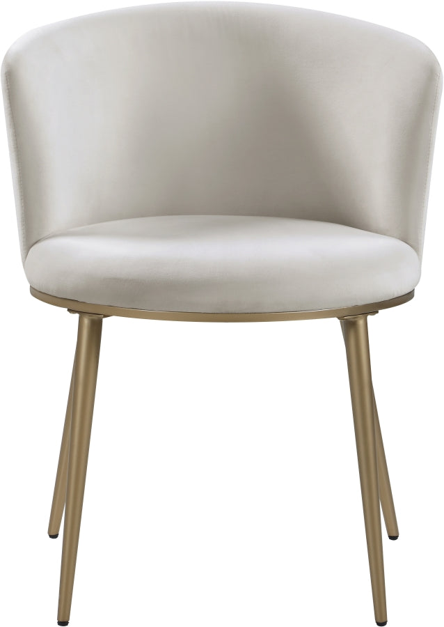 Skylar Velvet Upholstered Dining Chair in Cream, Set of 2 - 965Cream-C