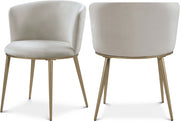 Skylar Velvet Upholstered Dining Chair in Cream, Set of 2 - 965Cream-C