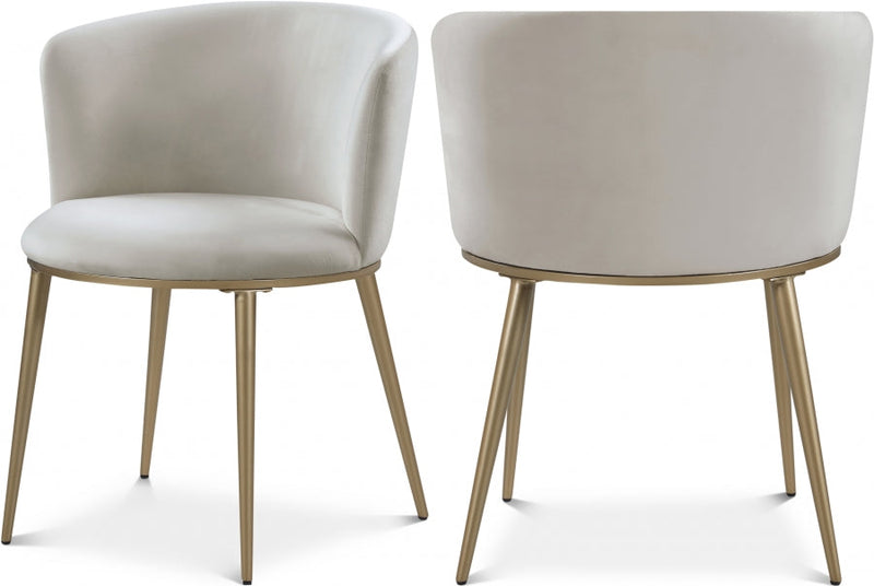 Skylar Velvet Upholstered Dining Chair in Cream, Set of 2 - 965Cream-C