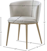 Skylar Velvet Upholstered Dining Chair in Cream, Set of 2 - 965Cream-C
