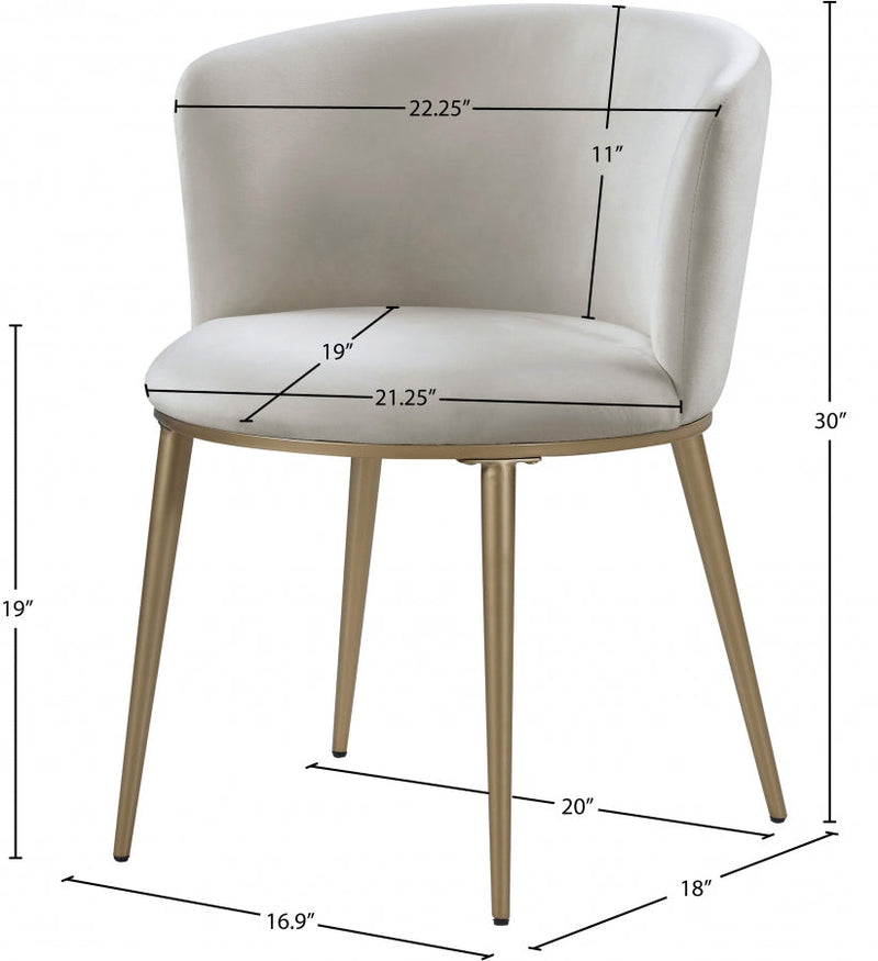 Skylar Velvet Upholstered Dining Chair in Cream, Set of 2 - 965Cream-C