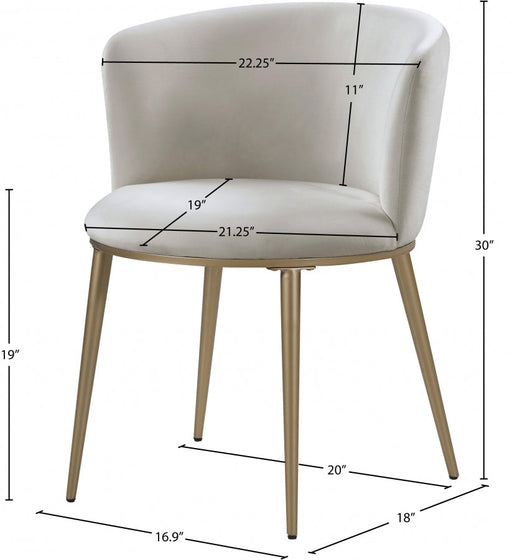Skylar Velvet Upholstered Dining Chair in Cream, Set of 2 - 965Cream-C