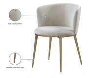 Skylar Velvet Upholstered Dining Chair in Cream, Set of 2 - 965Cream-C