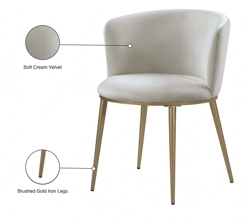 Skylar Velvet Upholstered Dining Chair in Cream, Set of 2 - 965Cream-C
