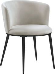 Skylar Velvet Upholstered Dining Chair in Cream, Set of 2 - 966Cream-C