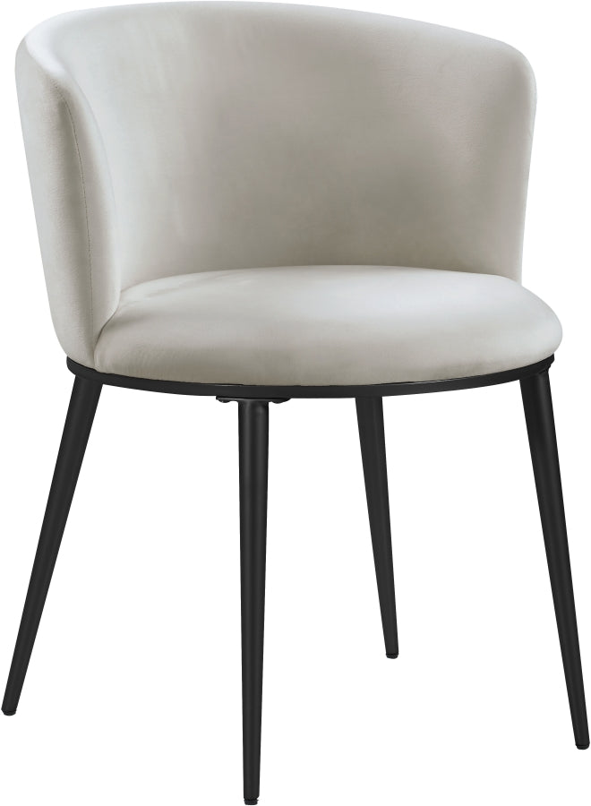 Skylar Velvet Upholstered Dining Chair in Cream, Set of 2 - 966Cream-C