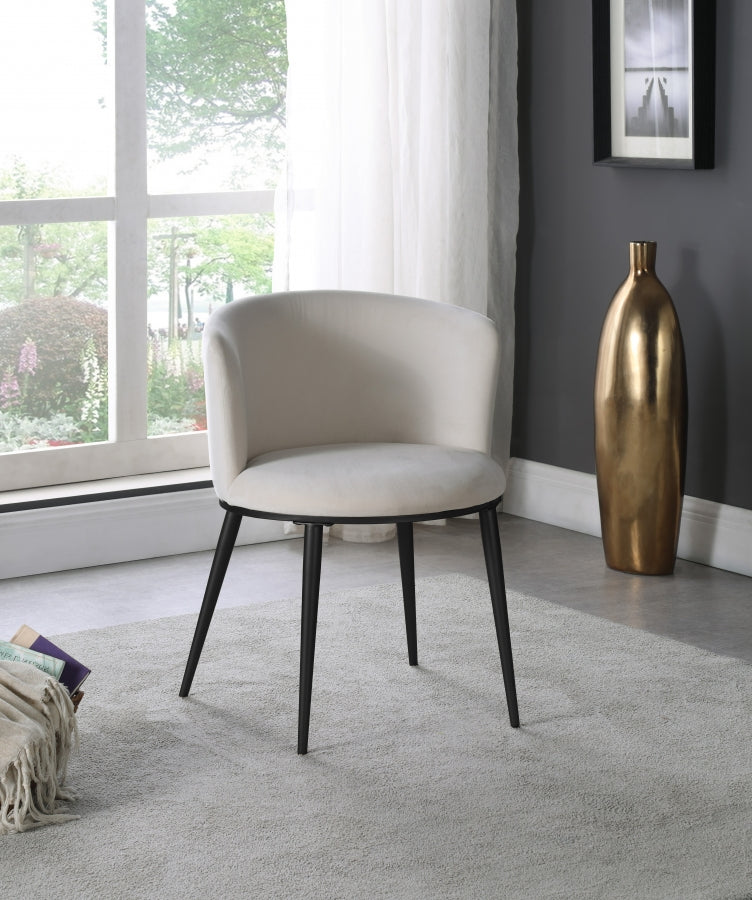 Skylar Velvet Upholstered Dining Chair in Cream, Set of 2 - 966Cream-C