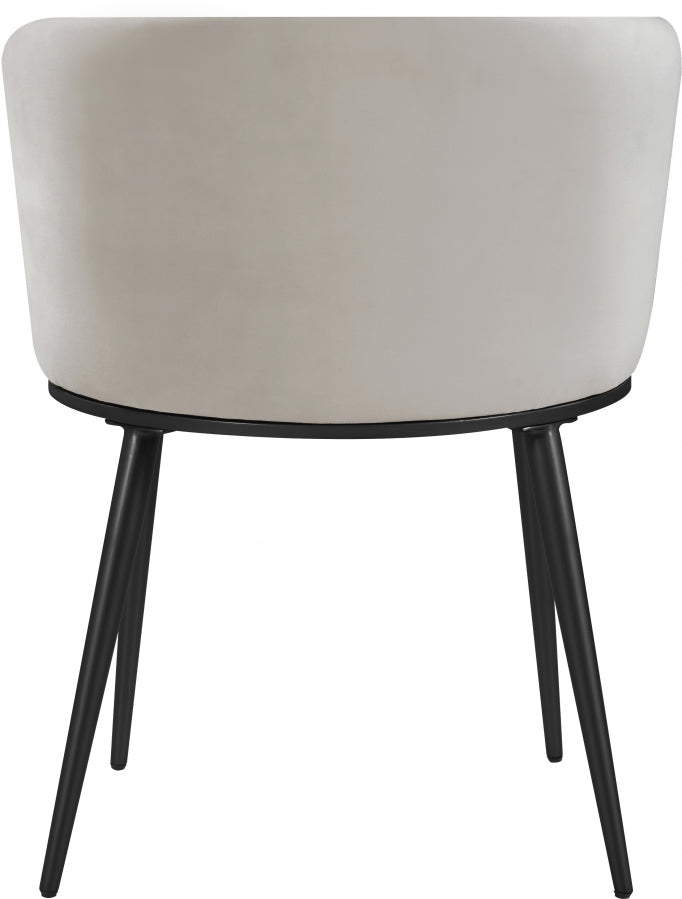 Skylar Velvet Upholstered Dining Chair in Cream, Set of 2 - 966Cream-C
