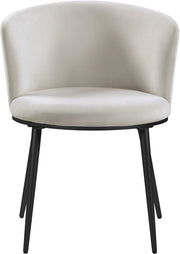 Skylar Velvet Upholstered Dining Chair in Cream, Set of 2 - 966Cream-C