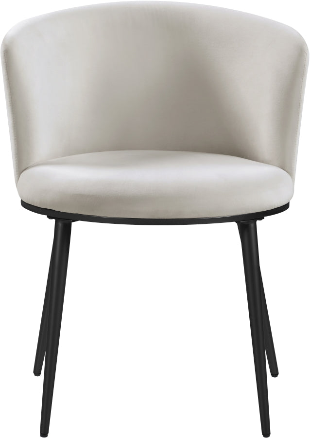 Skylar Velvet Upholstered Dining Chair in Cream, Set of 2 - 966Cream-C