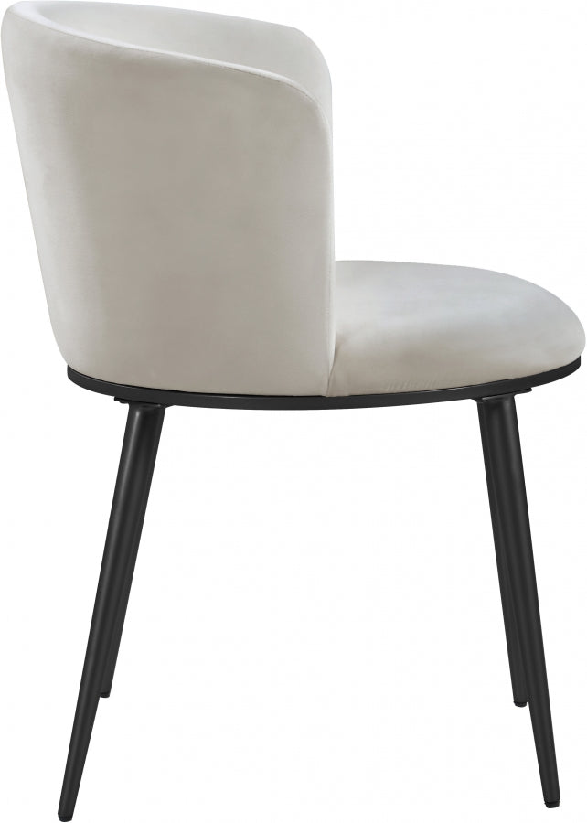 Skylar Velvet Upholstered Dining Chair in Cream, Set of 2 - 966Cream-C