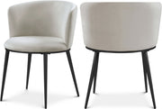Skylar Velvet Upholstered Dining Chair in Cream, Set of 2 - 966Cream-C