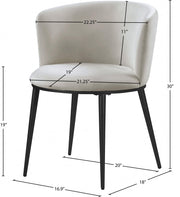 Skylar Velvet Upholstered Dining Chair in Cream, Set of 2 - 966Cream-C