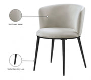 Skylar Velvet Upholstered Dining Chair in Cream, Set of 2 - 966Cream-C