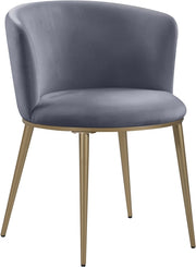 Skylar Velvet Upholstered Dining Chair in Grey, Set of 2 - 965Grey-C