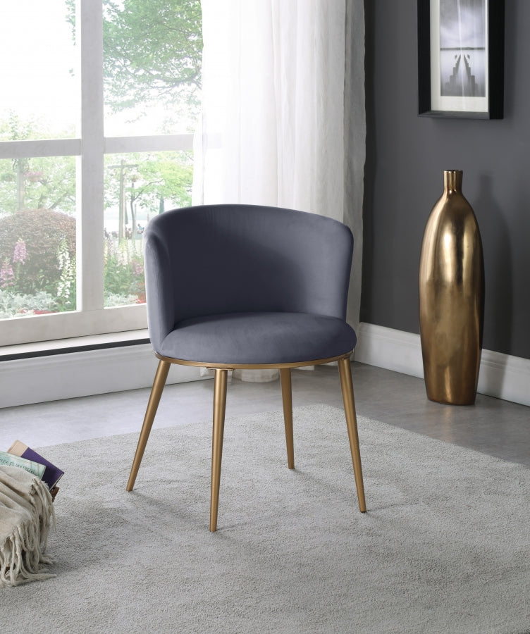 Skylar Velvet Upholstered Dining Chair in Grey, Set of 2 - 965Grey-C