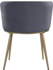 Skylar Velvet Upholstered Dining Chair in Grey, Set of 2 - 965Grey-C