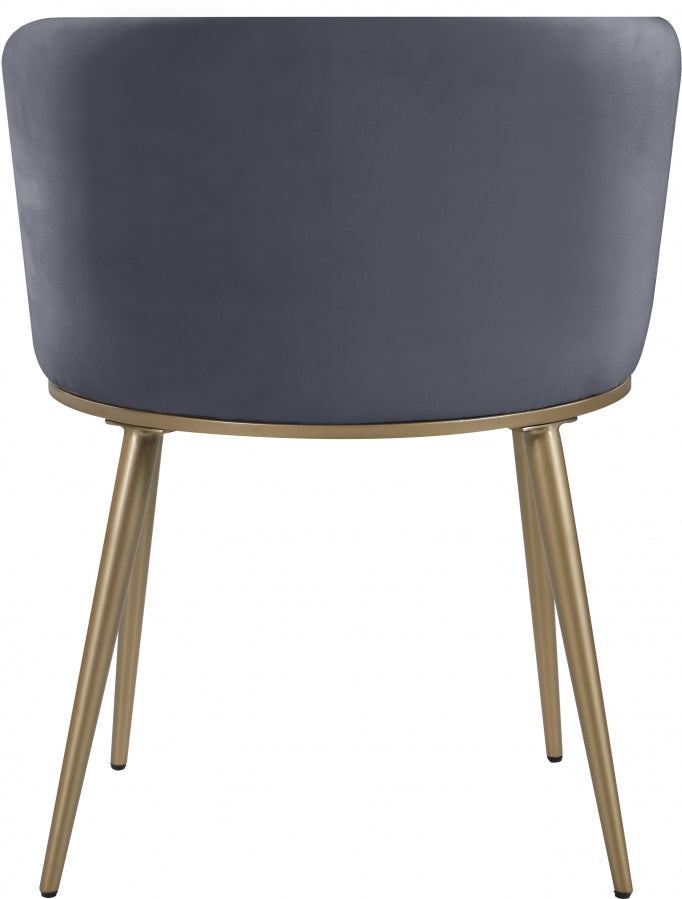 Skylar Velvet Upholstered Dining Chair in Grey, Set of 2 - 965Grey-C