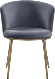 Skylar Velvet Upholstered Dining Chair in Grey, Set of 2 - 965Grey-C