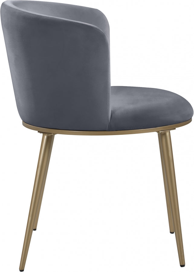 Skylar Velvet Upholstered Dining Chair in Grey, Set of 2 - 965Grey-C