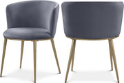 Skylar Velvet Upholstered Dining Chair in Grey, Set of 2 - 965Grey-C