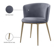Skylar Velvet Upholstered Dining Chair in Grey, Set of 2 - 965Grey-C