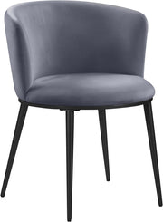 Skylar Velvet Upholstered Dining Chair in Grey, Set of 2 - 966Grey-C