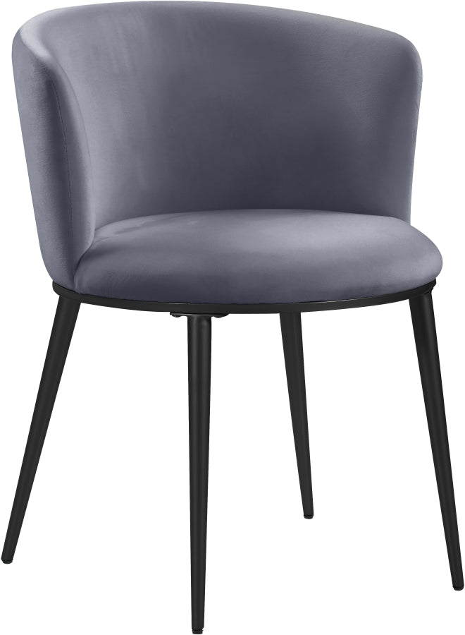 Skylar Velvet Upholstered Dining Chair in Grey, Set of 2 - 966Grey-C