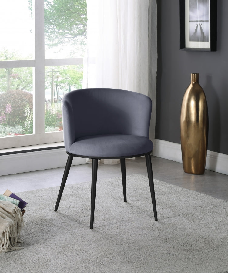 Skylar Velvet Upholstered Dining Chair in Grey, Set of 2 - 966Grey-C
