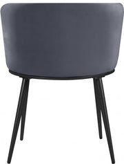 Skylar Velvet Upholstered Dining Chair in Grey, Set of 2 - 966Grey-C