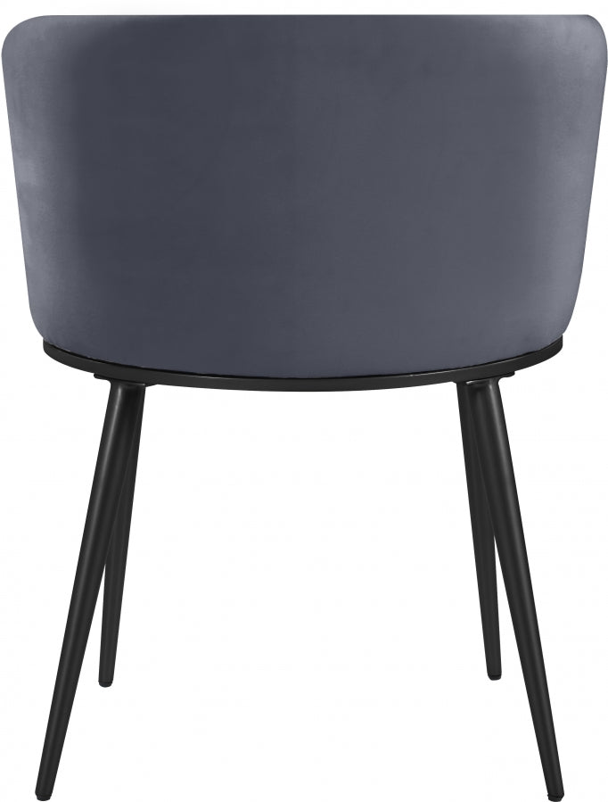 Skylar Velvet Upholstered Dining Chair in Grey, Set of 2 - 966Grey-C