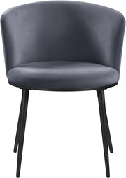 Skylar Velvet Upholstered Dining Chair in Grey, Set of 2 - 966Grey-C