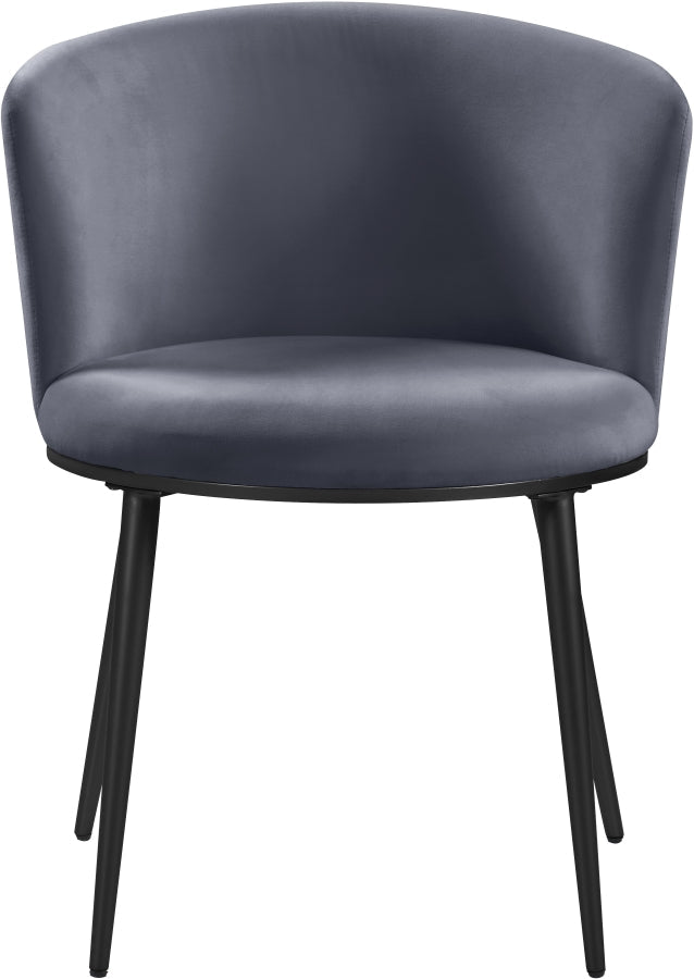 Skylar Velvet Upholstered Dining Chair in Grey, Set of 2 - 966Grey-C
