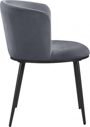 Skylar Velvet Upholstered Dining Chair in Grey, Set of 2 - 966Grey-C