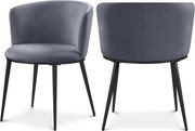 Skylar Velvet Upholstered Dining Chair in Grey, Set of 2 - 966Grey-C