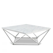 Skyler Marble Top And Chrome Steel Base Coffee Table in Chrome - 244-C