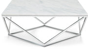 Skyler Marble Top And Chrome Steel Base Coffee Table in Chrome - 244-C