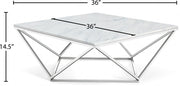 Skyler Marble Top And Chrome Steel Base Coffee Table in Chrome - 244-C