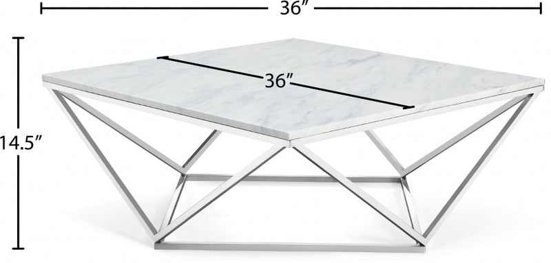 Skyler Marble Top And Chrome Steel Base Coffee Table in Chrome - 244-C