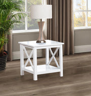 Skyview Square Pine Wood Side End Table with Shelf White - 722087