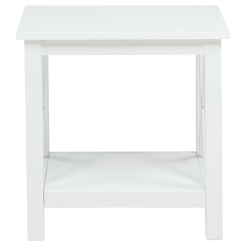 Skyview Square Pine Wood Side End Table with Shelf White - 722087