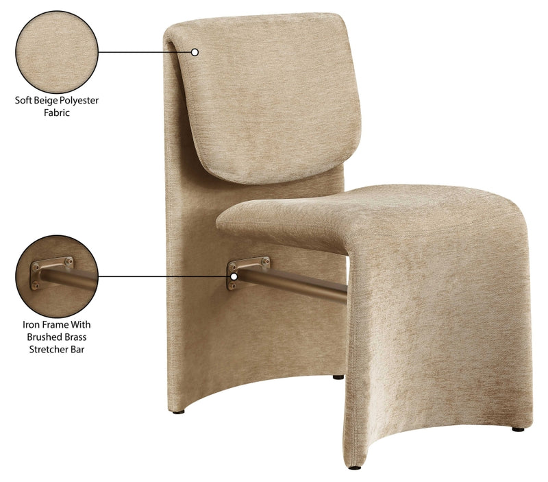 Slique Performance Fabric Upholstered Dining Chair in Beige, Set of 2 - 88020Beige-C