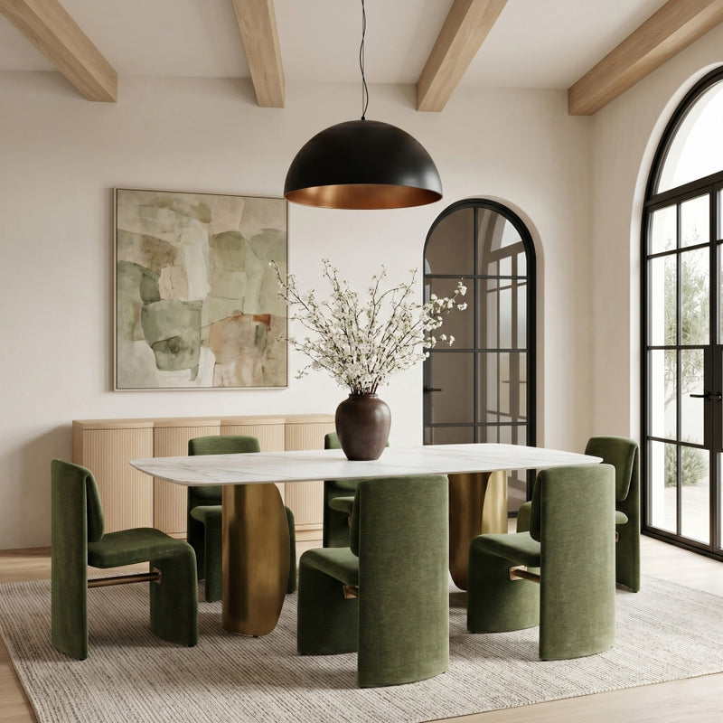 Slique Performance Fabric Upholstered Dining Chair in Green, Set of 2 - 88020Green-C