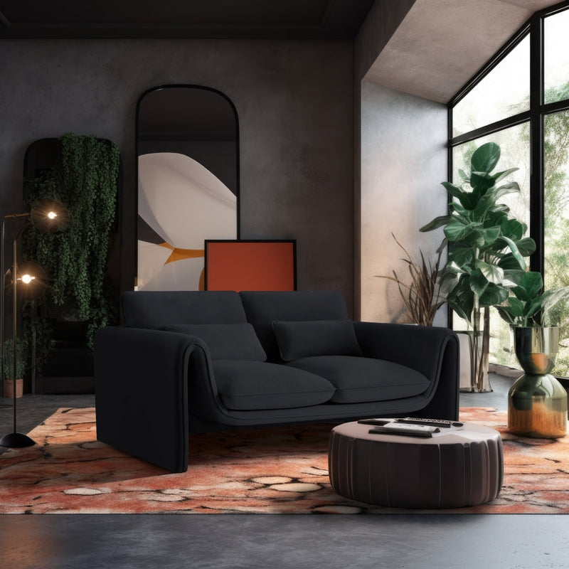 Sloan 64" Velvet Upholstered Loveseat in Black - 199Black-L