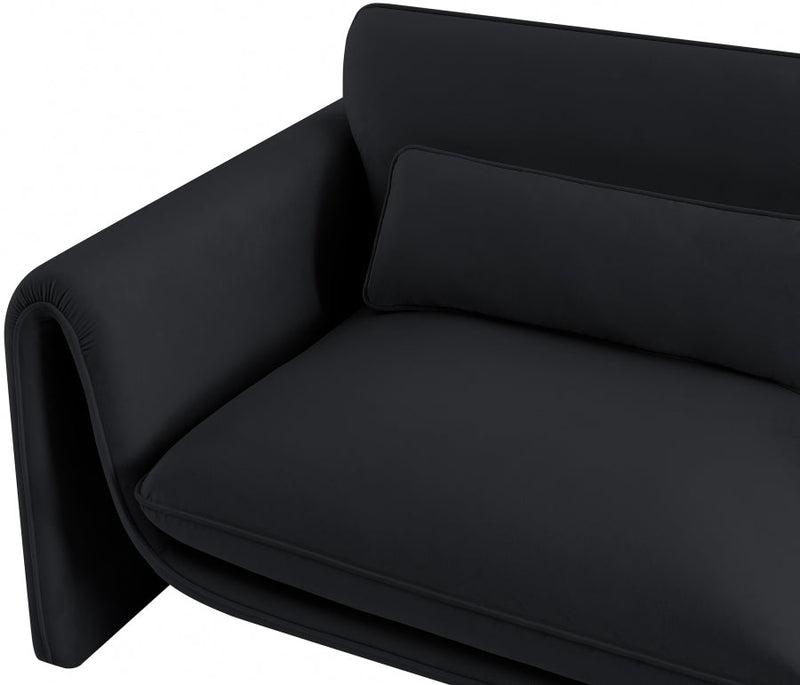 Sloan 64" Velvet Upholstered Loveseat in Black - 199Black-L