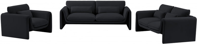Sloan 64" Velvet Upholstered Loveseat in Black - 199Black-L