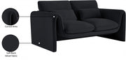 Sloan 64" Velvet Upholstered Loveseat in Black - 199Black-L
