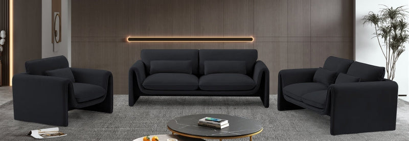 Sloan 64" Velvet Upholstered Loveseat in Black - 199Black-L