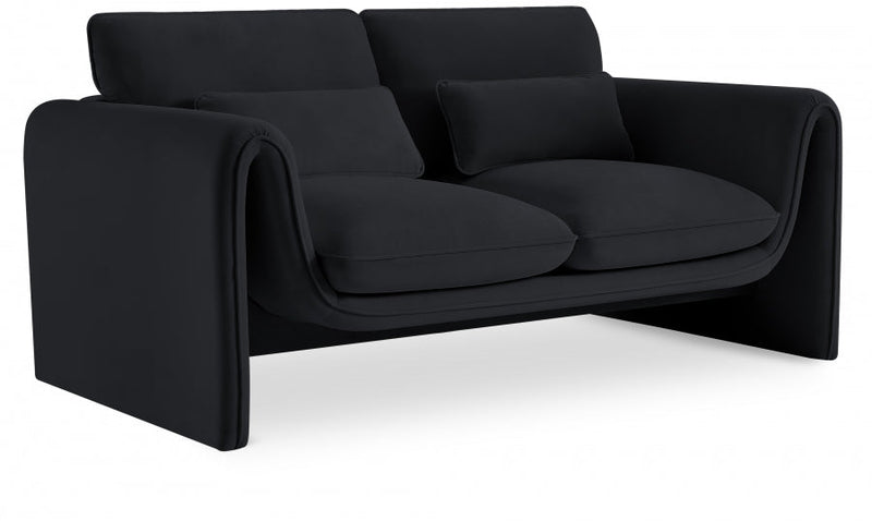 Sloan 64" Velvet Upholstered Loveseat in Black - 199Black-L